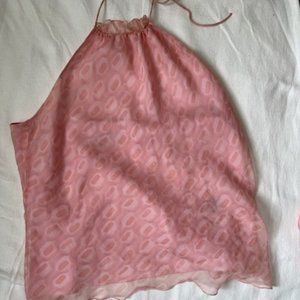 Laundry by Shelli Segal 100% Silk Pink/Peach top Size Large
